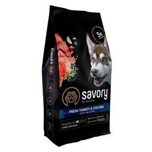Cухий корм для цуценят Savory Junior Large Breed 12 кг - індичка та курка 30204 фото