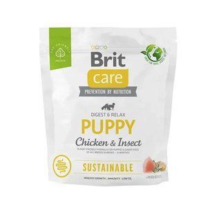 Корм сухий Brit Care Dog Sustainable Puppy для цуценят з куркою та комахами 1 кг 172170 фото