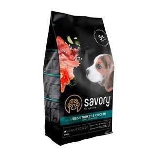 Cухий корм для цуценят Savory Puppy 1 кг - індичка та курка 30297 фото
