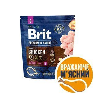 Корм сухий Brit Premium Dog Adult S для дорослих собак дрібних порід вагою 1-10 кг з куркою 1 кг 170811/6307 фото