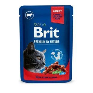 Корм вологий Brit Premium Cat Beef Stew and Peas pouch для котів з тушеною яловичиною та горошком 24 шт * 100 г 100270 /505982/24 фото