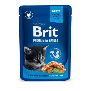 Вологий корм для кошенят Brit Premium Chunks Gravy 100 г - курка 100274 /506026 фото