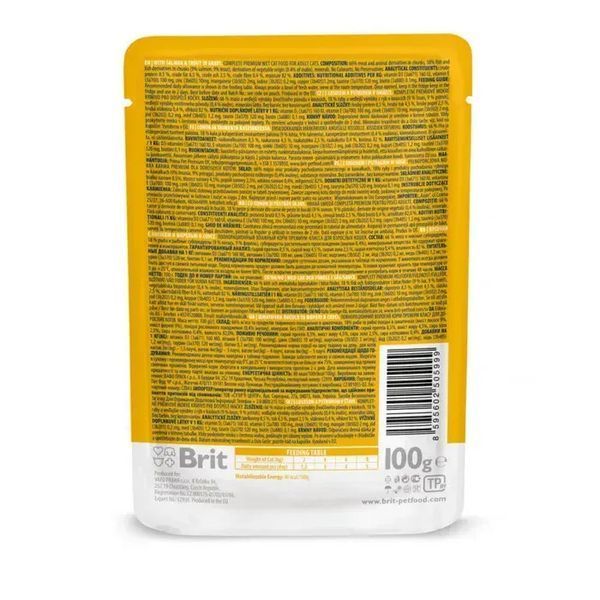 Корм вологий Brit Premium Salmon and Trout pouch для котів з лососем і фореллю 24 шт * 100 г 100271 /505999/24 фото