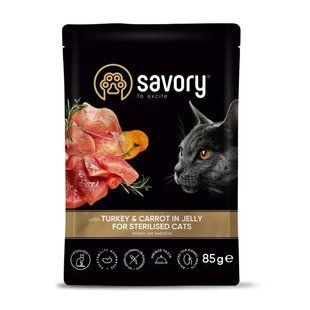 Вологий корм для котів Savory Sterilized 85 г - індичка та морква 20109/22 фото
