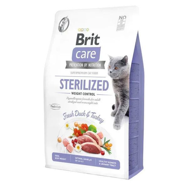 Сухий корм для котів Brit Care Cat Grain Free Sterilized Weight Control качка та індичка 2 кг 171295/0808 фото