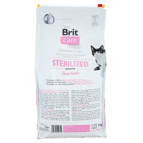 Сухий корм для котів Brit Care Cat Grain Free Sterilized Sensitive 7 кг - кролик 171291/0778 фото