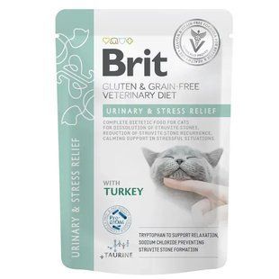 Вологий корм для котів Brit Veterinary Diet Urinary & Stress Relief 85 г - індичка 101117_1/12 фото