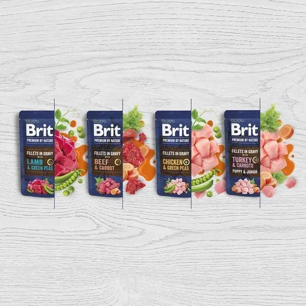 Корм вологий Brit Premium Fillets in Gravy Beef & Carrot для собак малих порід філе в соусі яловичина і морква 85 г 101242 фото