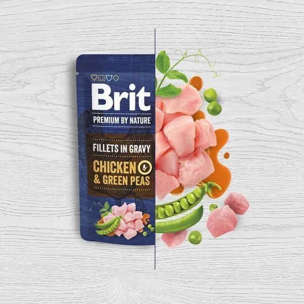 Корм вологий Brit Premium Fillets in Gravy Chicken & Green Peas для собак малих порід філе в соусі курка і зелений горошок 85 г 101241 фото