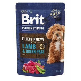 Корм вологий Brit Premium Fillets in Gravy Lamb & Green Peas для собак малих порід філе в соусі ягня і зелений горошок 85 г 101244 фото