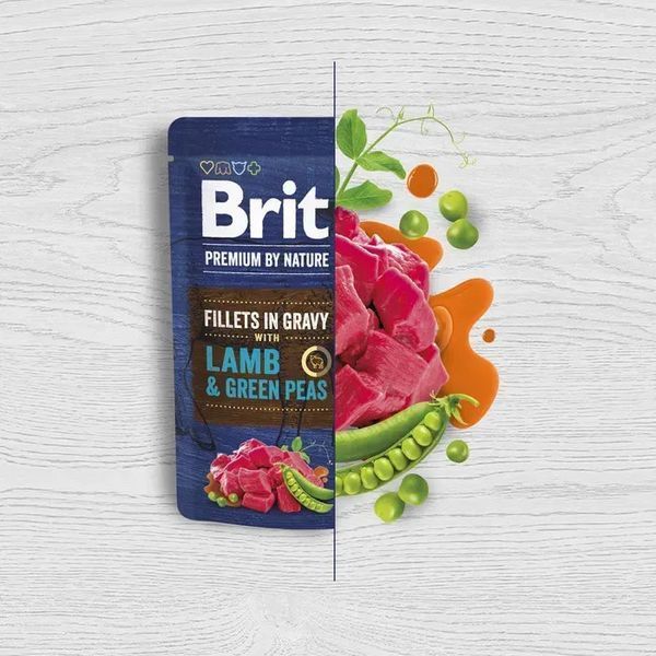 Корм вологий Brit Premium Fillets in Gravy Lamb & Green Peas для собак малих порід філе в соусі ягня і зелений горошок 85 г 101244 фото