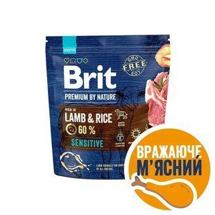 Корм сухий Brit Premium Dog Sensitive Lamb для собак з чутливим травленням з ягням 1 кг 170843/6628 фото