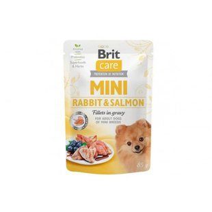 Вологий корм для собак малих порід Brit Care Mini pouch філе кролика з лососем у соусі 85 г 100913/100218/4432/12 фото
