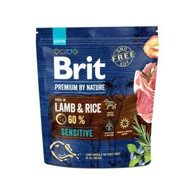Корм сухий Brit Premium Dog Sensitive Lamb для собак з чутливим травленням з ягням 1 кг 170843/6628 фото