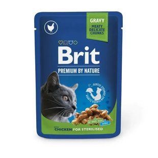 Корм вологий Brit Premium Cat Sterilised Chicken Slices pouch для стерилізованих котів з куркою 100 г 100275 /506033/24 фото