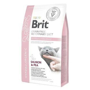 Сухий корм для котів Brit GF Veterinary Diet Hypoallergenic 2 кг - лосось та горох 170961/528387 фото