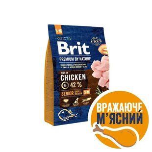 Сухий корм для літніх собак Brit Premium Dog Senior S+M з куркою 3 кг 170820/6390 фото
